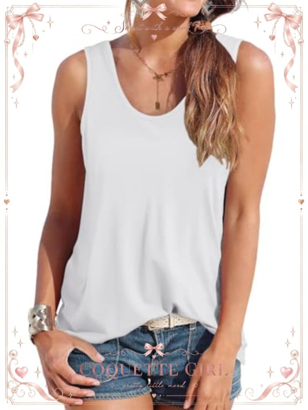Womens Sleeveless Tunic Tank Top Relaxed Fit Scoop Neck Summer Basic